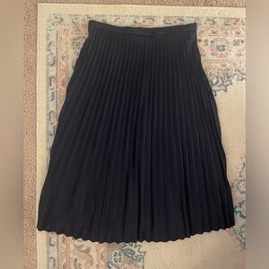 J. Crew Navy Pleated Midi Skirt